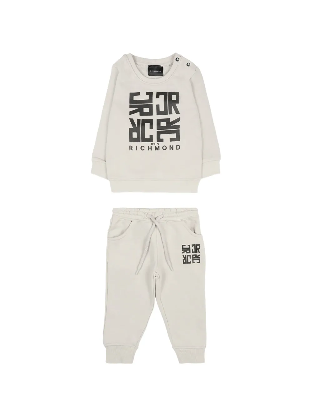 John Richmond Junior Tuta sportiva in cotone con logo - Grigio