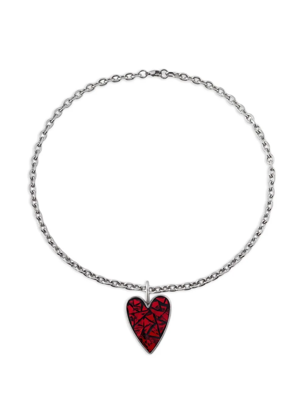 POISONED HEARTS モザイク ハートペンダント ネックレス | シルバートーン | Image 1