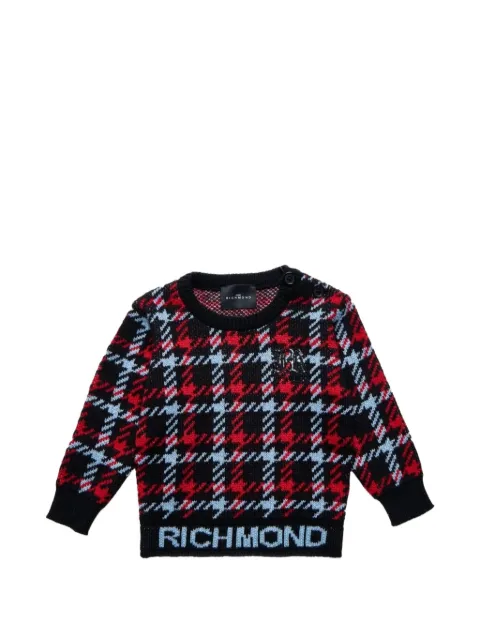 John Richmond Junior jersey con motivo pied de poule y logo en intarsia