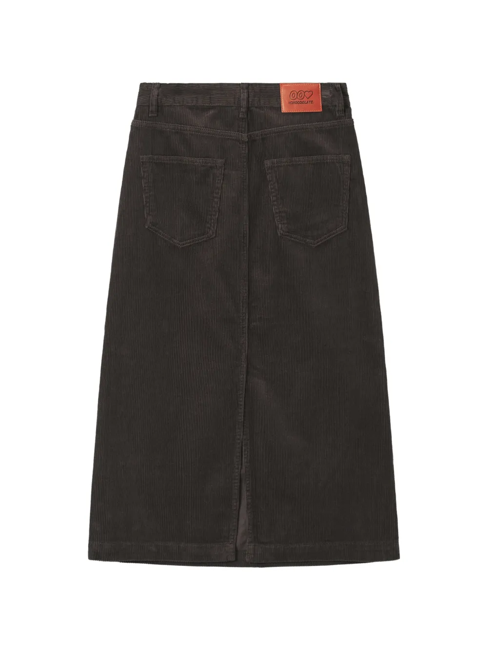CHOCOOLATE Ribfluwelen midi-rok met logopatch Grijs