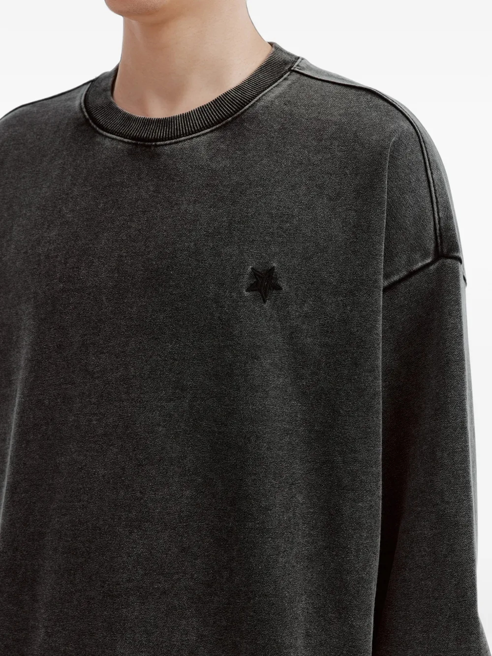 FIVE CM Sweater met acid-wassing en sterpatch Grijs