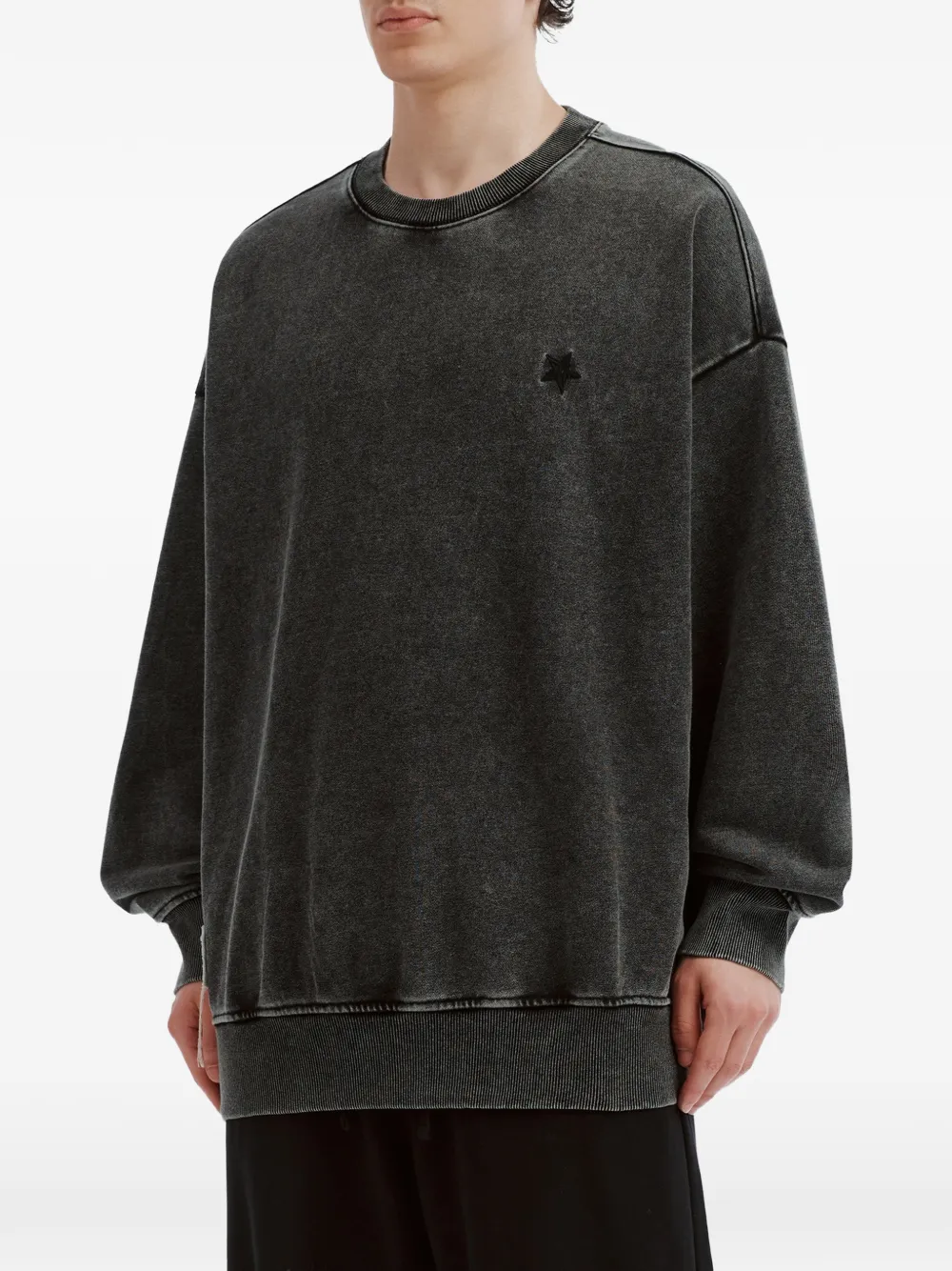 FIVE CM Sweater met acid-wassing en sterpatch Grijs