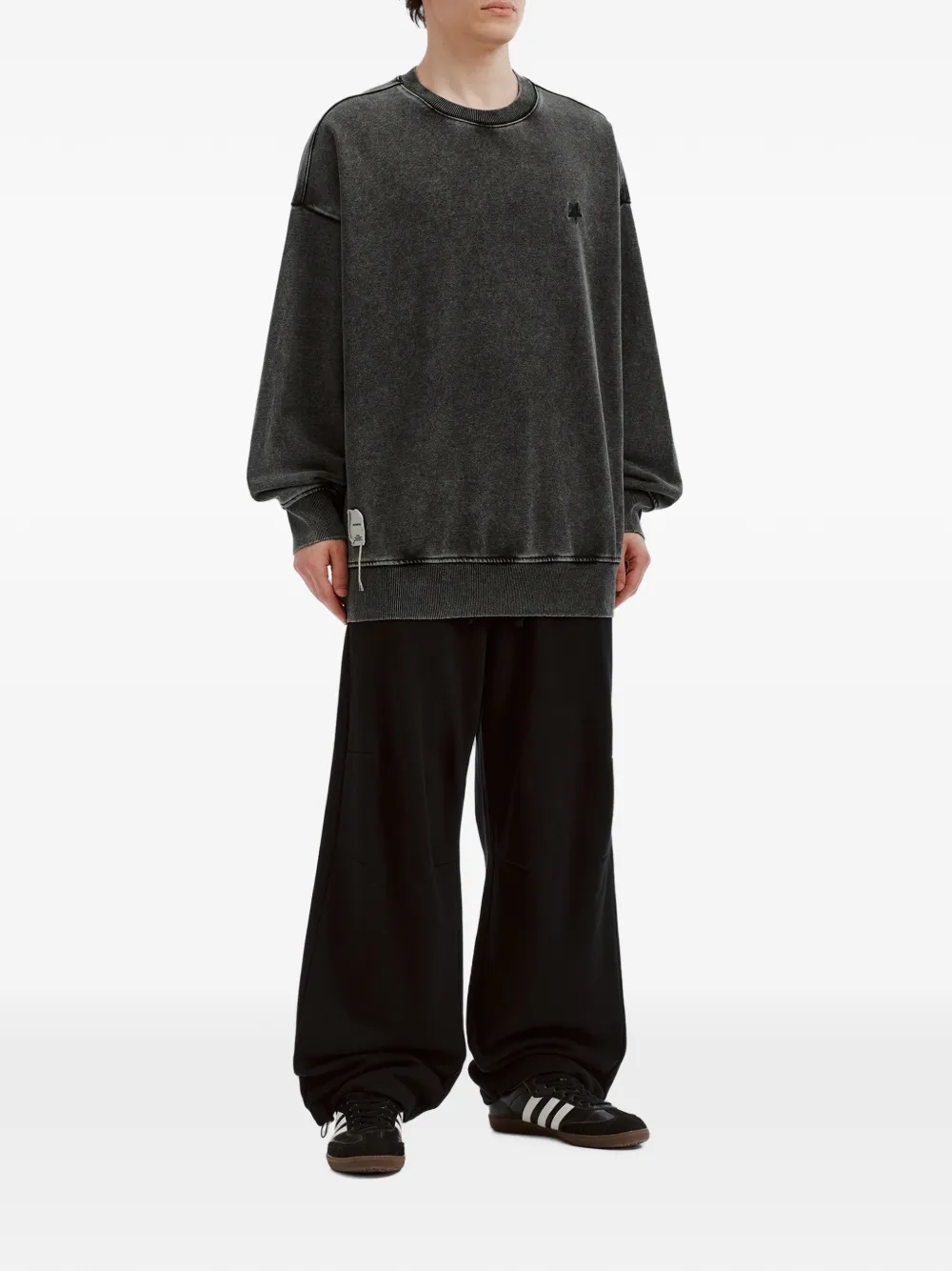FIVE CM Sweater met acid-wassing en sterpatch Grijs