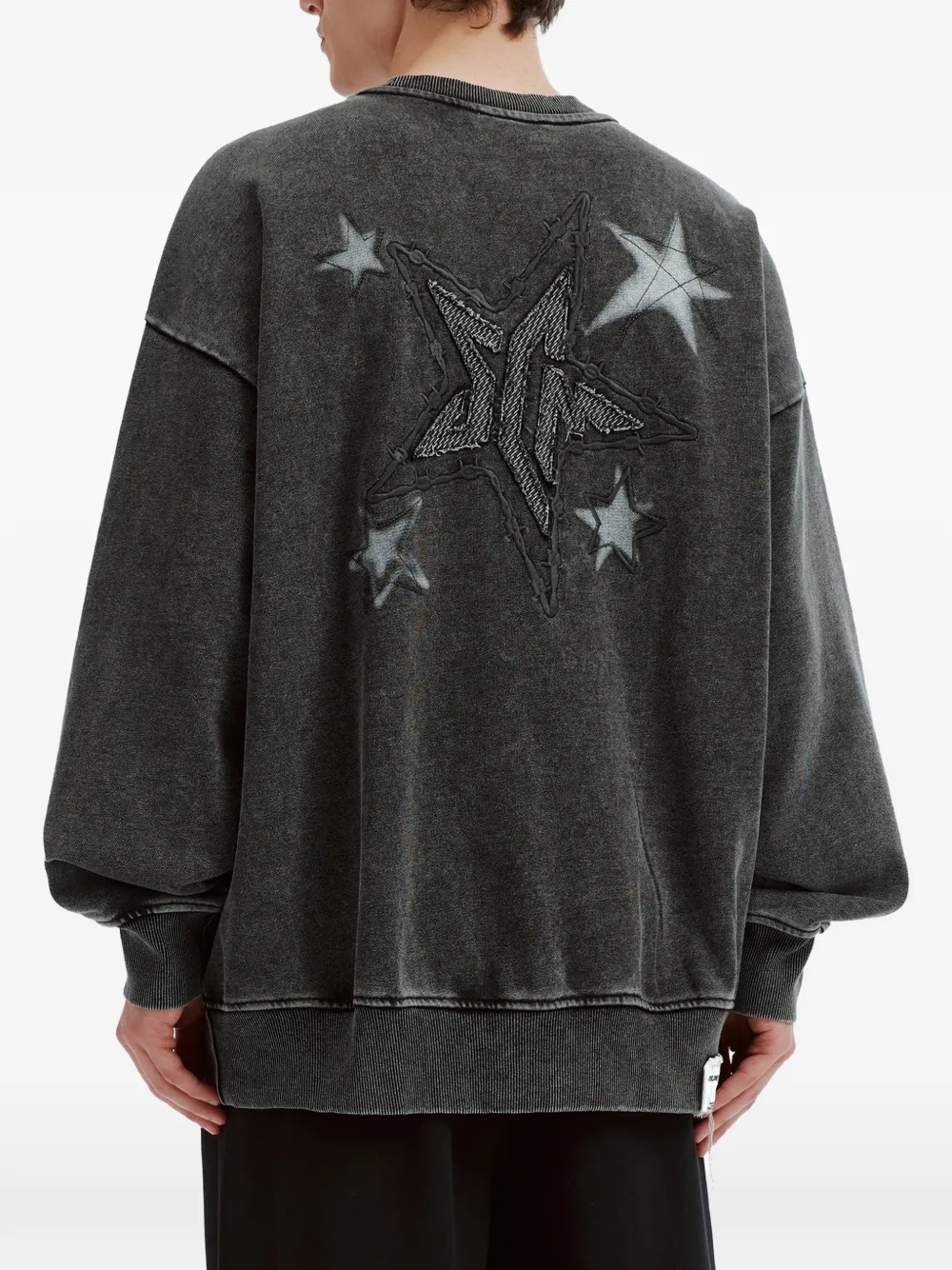 FIVE CM Sweater met acid-wassing en sterpatch Grijs