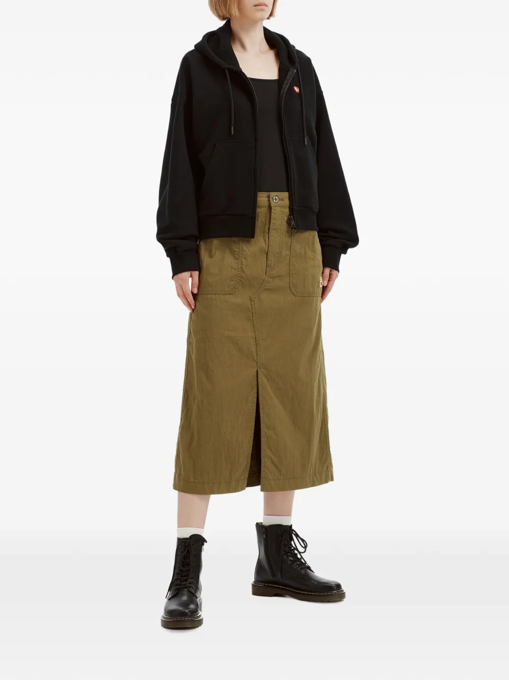 CHOCOOLATE Rok met split en logopatch Groen