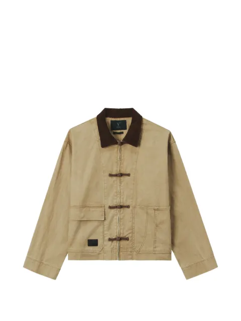 FIVE CM toggle-fastening corduroy-collar jacket