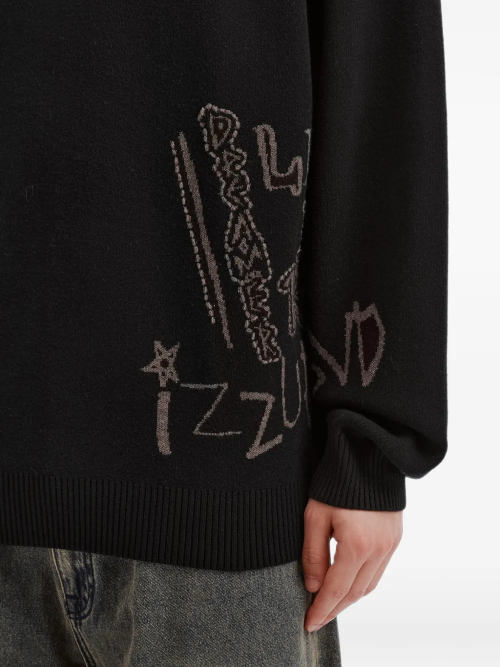 izzue Sweater met print Zwart