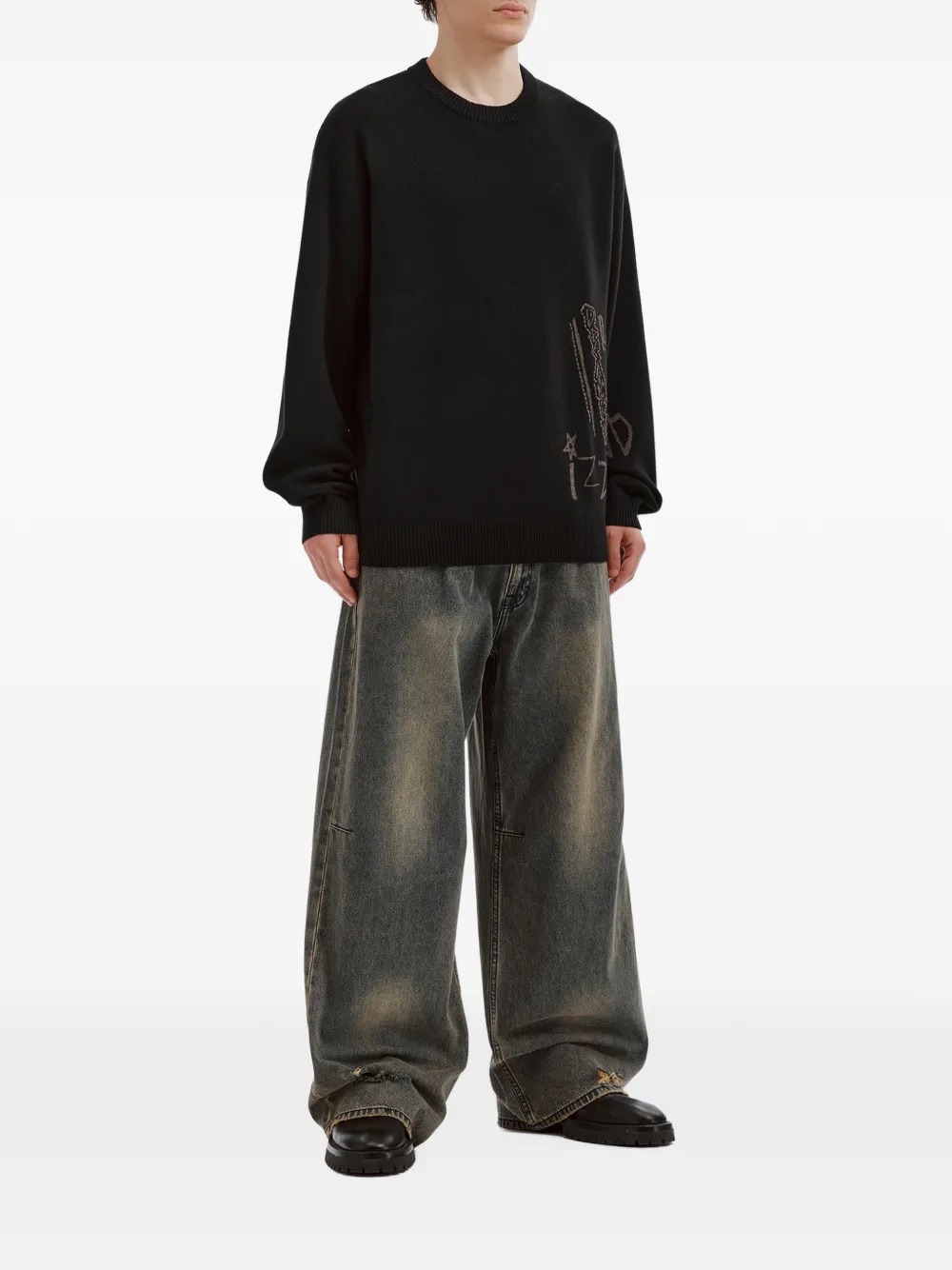 izzue Sweater met print Zwart