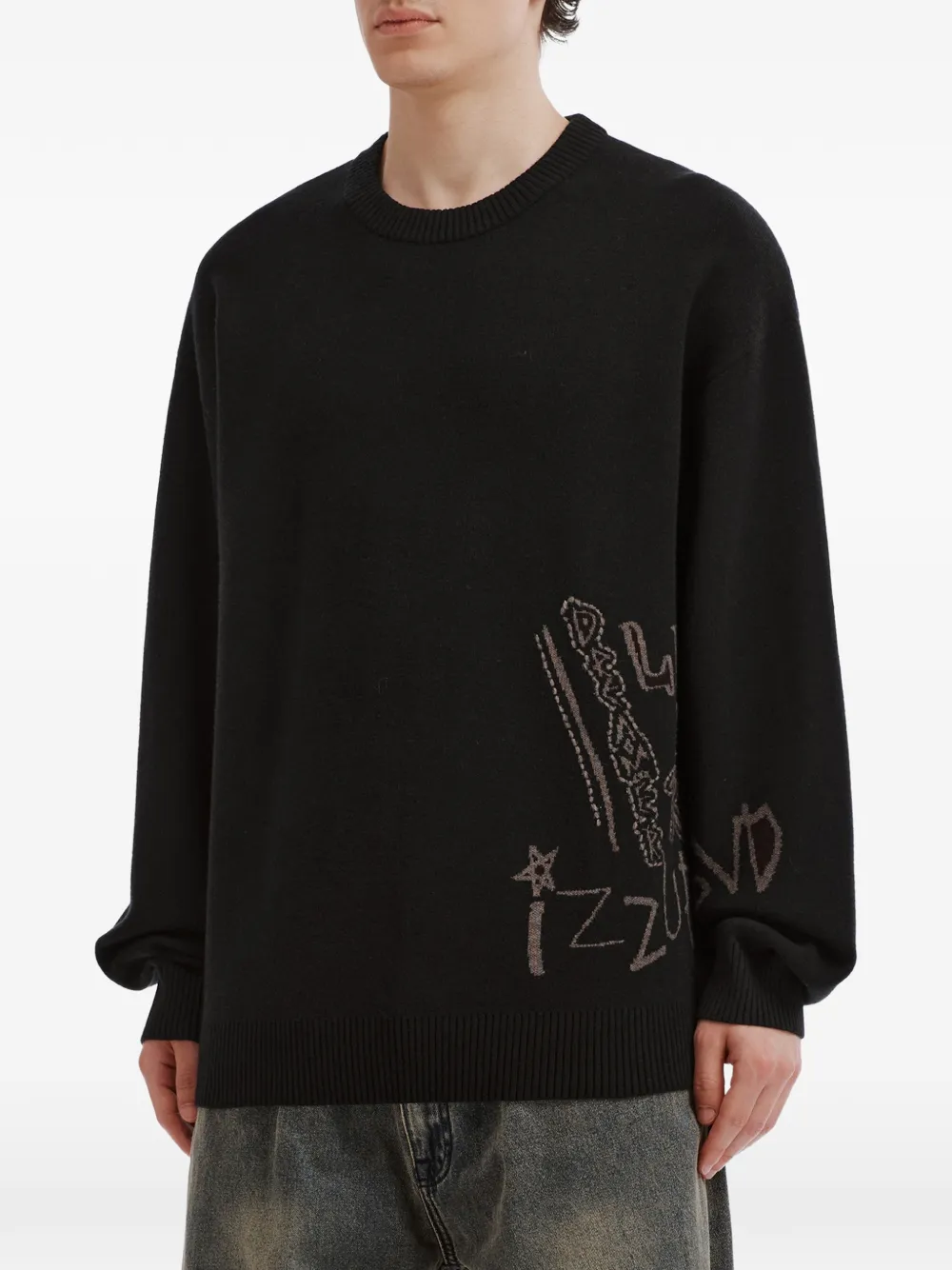 izzue Sweater met print Zwart
