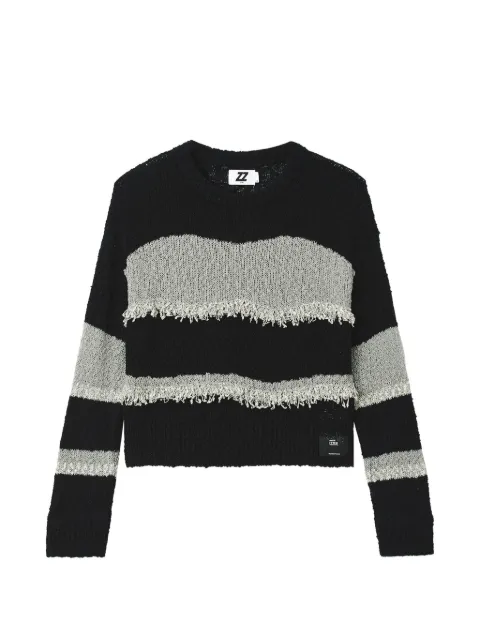 izzue fringe-detail striped sweater