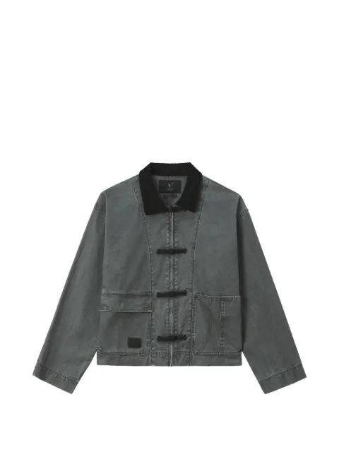 FIVE CM frog-fastening corduroy-collar jacket