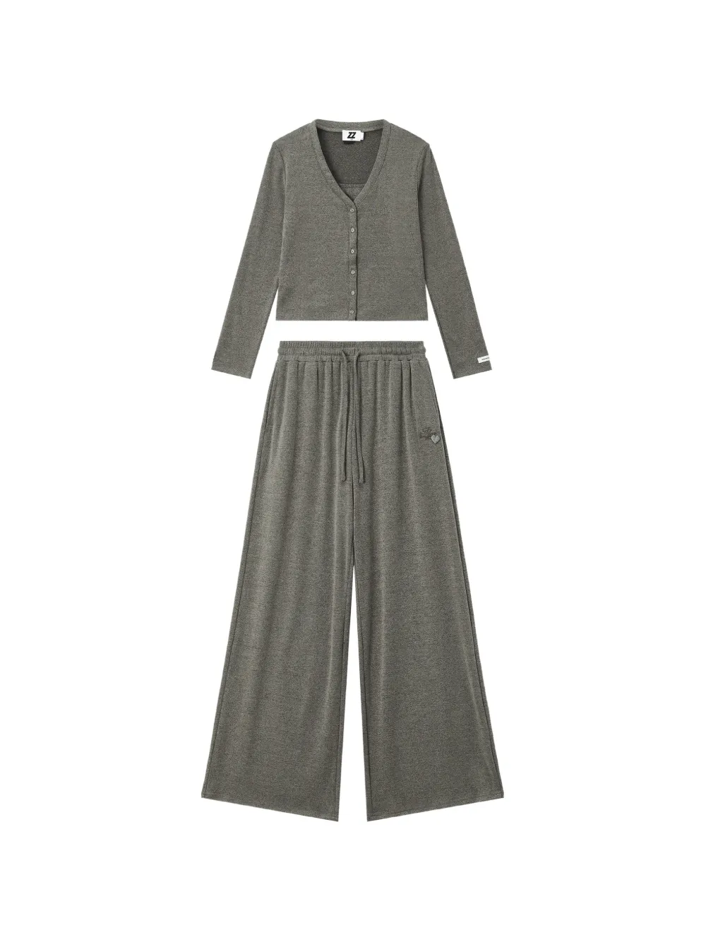 izzue button-up cardigan and track pants set - Grigio