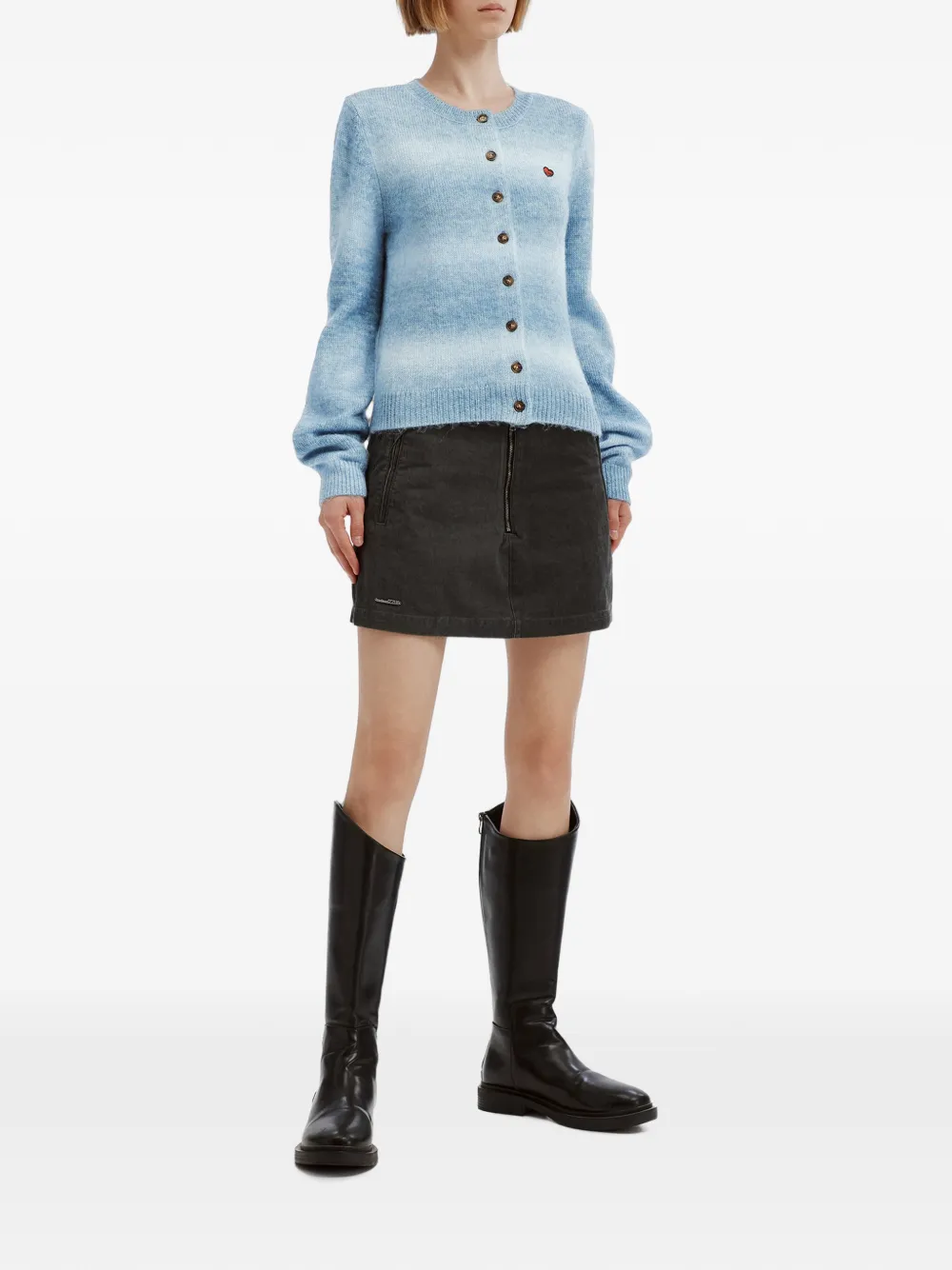 izzue Vest met hartpatch en kleurverloop Blauw