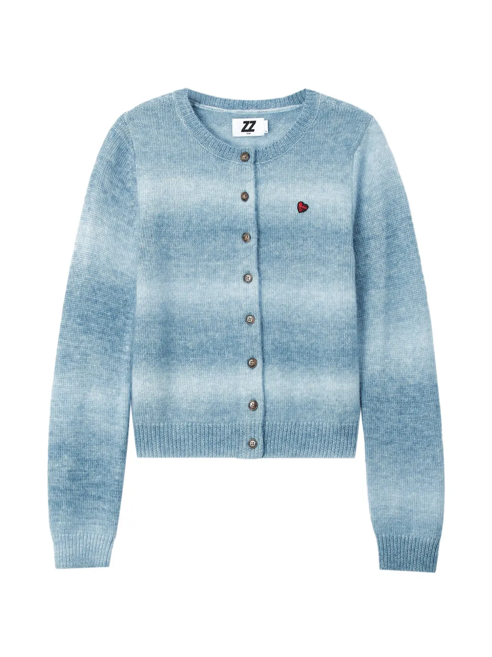 izzue gradient-effect heart-patch cardigan - Blu