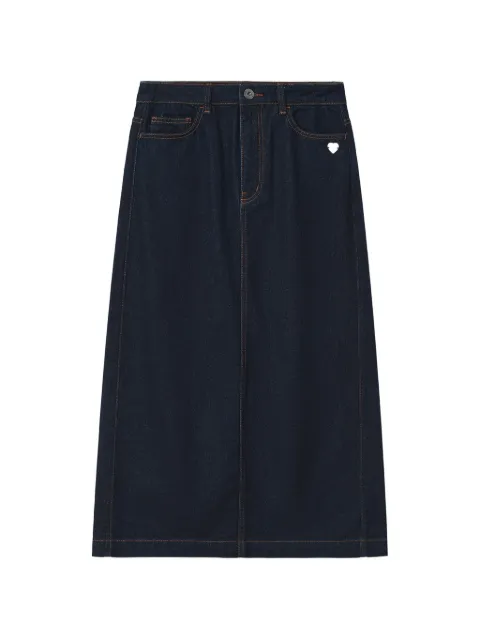 CHOCOOLATE contrast-stitch denim midi skirt
