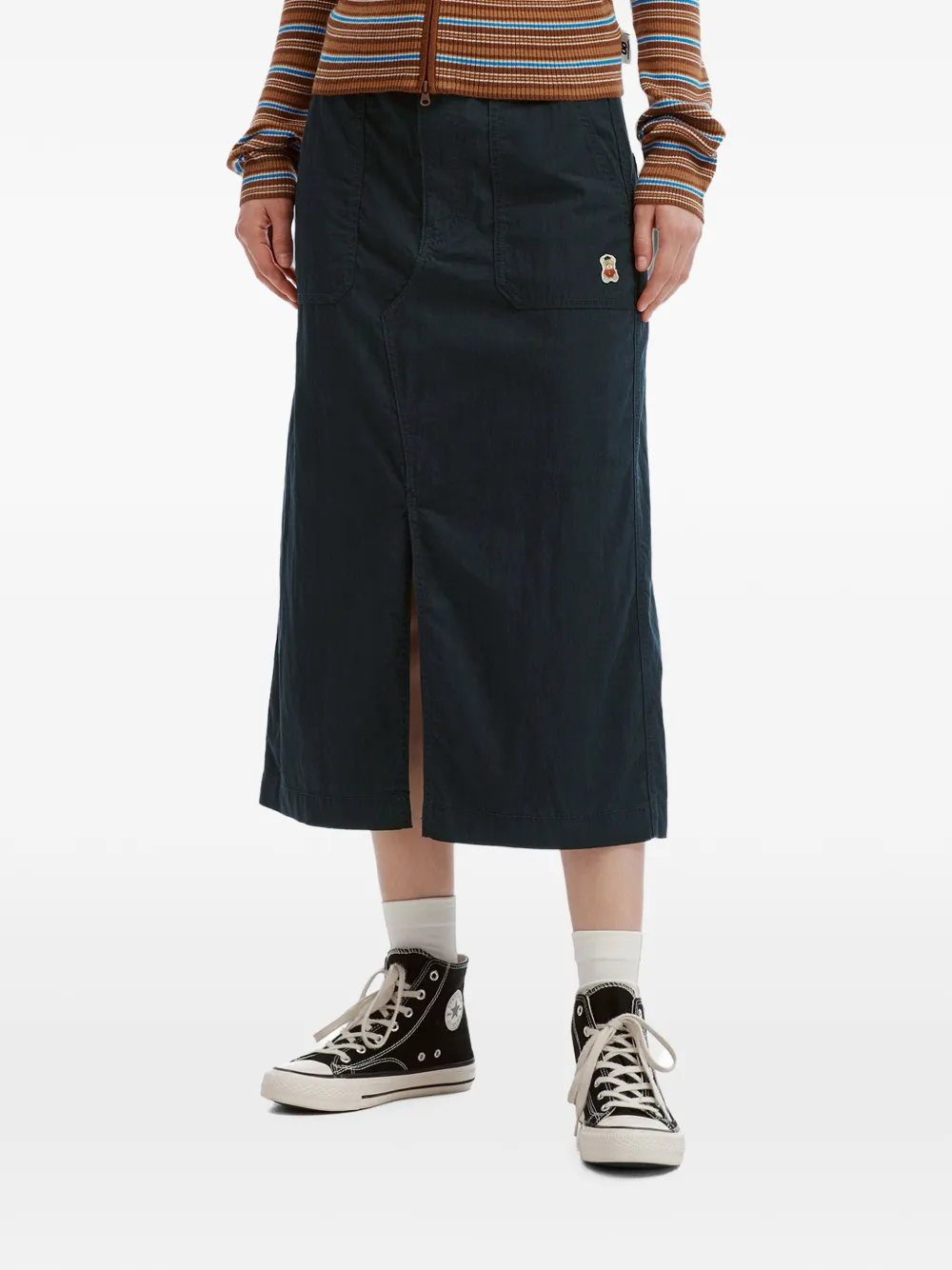 CHOCOOLATE Midi-rok met opgestikt detail en split Blauw