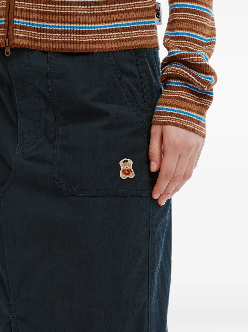 CHOCOOLATE Midi-rok met opgestikt detail en split Blauw