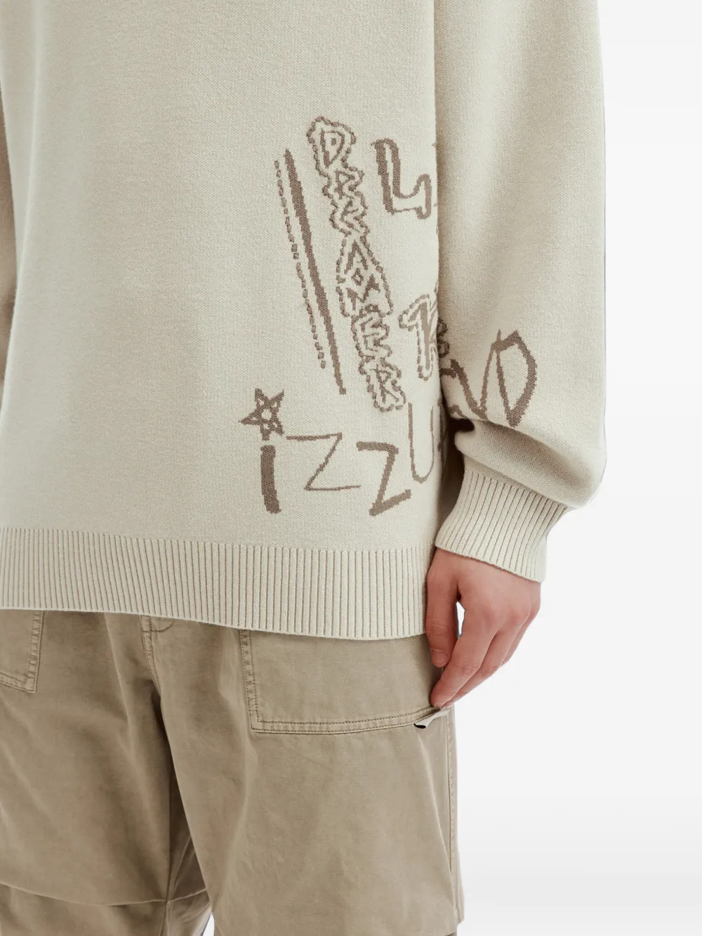 izzue Trui met graffiti-print Beige
