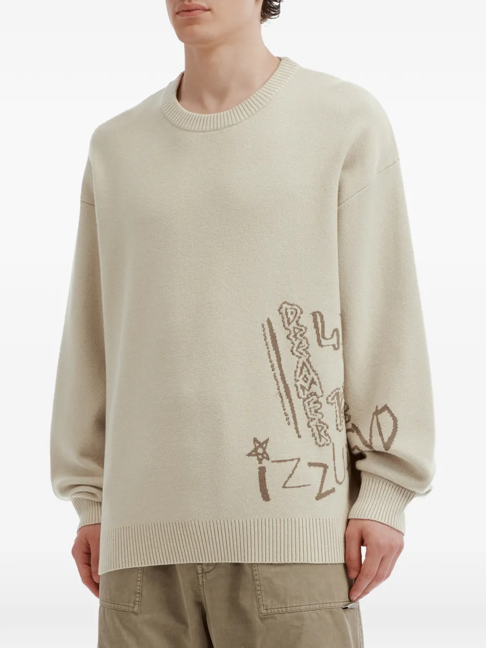 izzue Trui met graffiti-print Beige