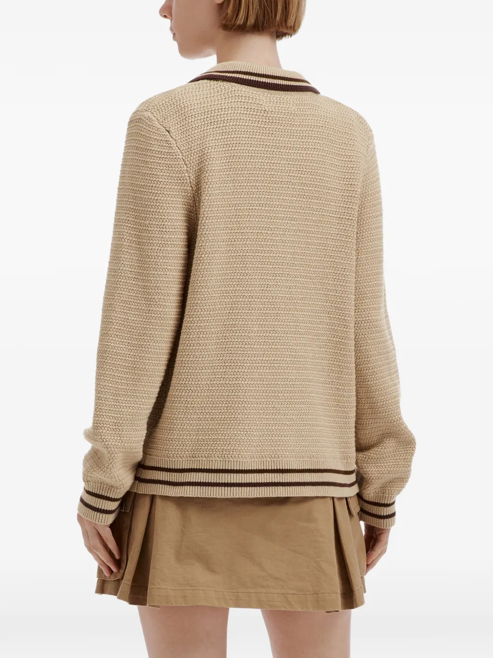 izzue Vest met gestreepte afwerking en rits Beige