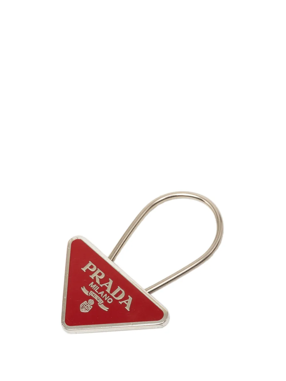 Prada Pre-Owned 2010-2026 Brass Enamel Triangle Logo key chain - Rosso