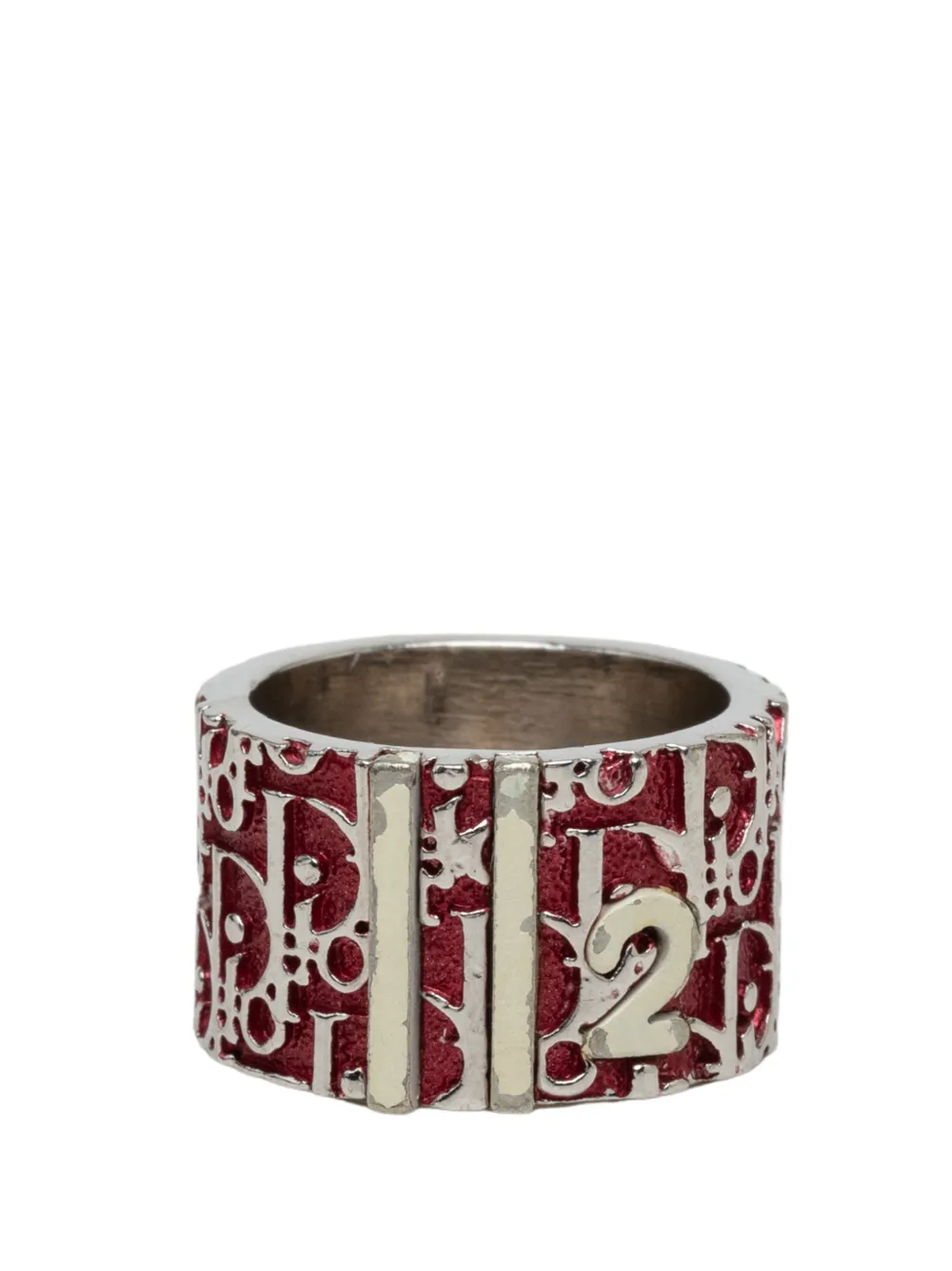 Dior Pre-owned 20th Century Trotter Brass and Enamel Band Ring Costume Ring in Red