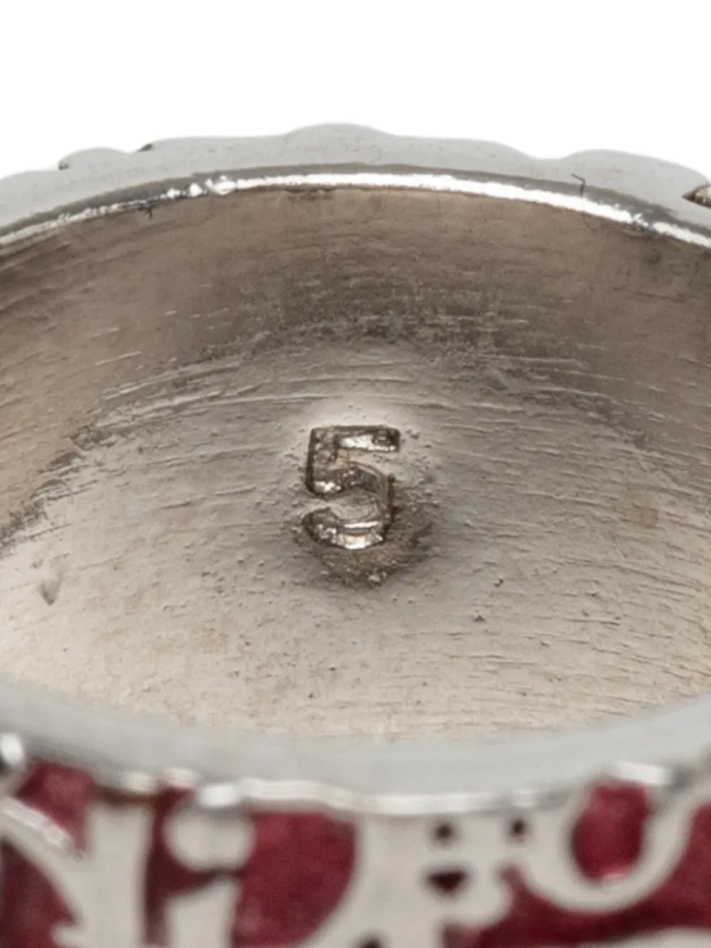 Dior Pre-owned 20th Century Trotter Brass and Enamel Band Ring Costume Ring in Red, view 4