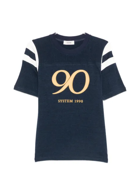 System T-Shirt mit Logo-Print und gestreiften Ärmeln