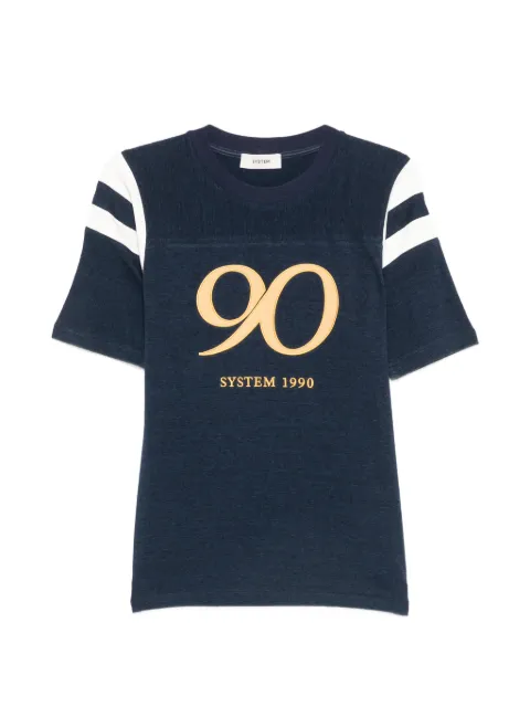 System logo-print striped-sleeve T-shirt