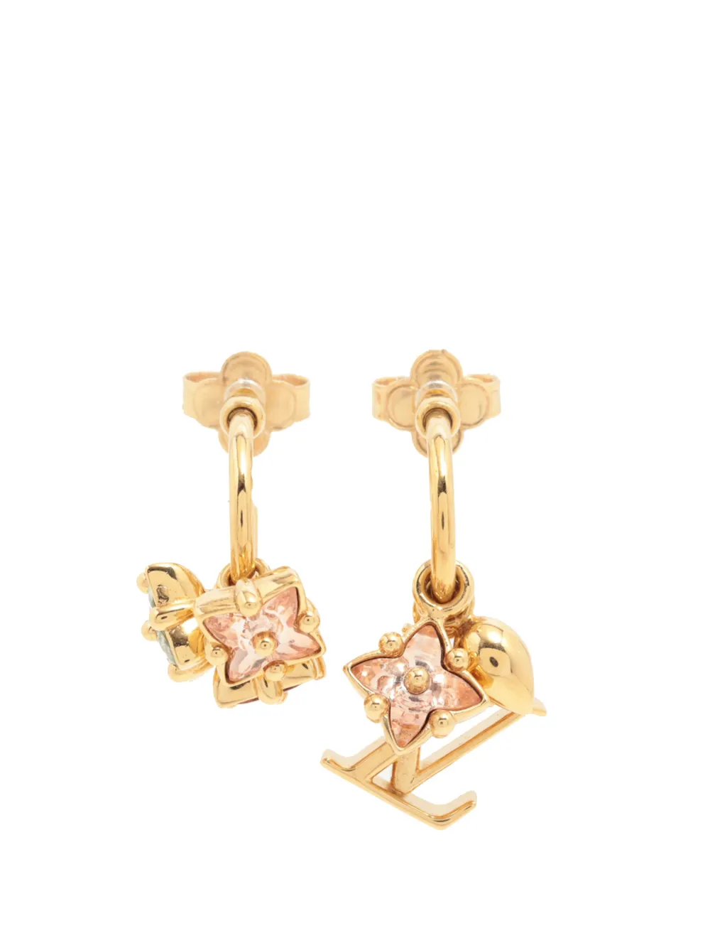 Louis Vuitton Pre-Owned 2010-2026 Gold Plated Crystal Loulougram Hoop Earrings costume earrings