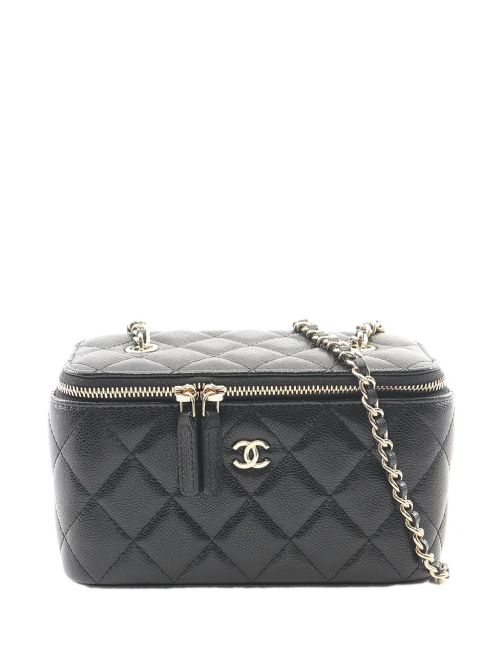 CHANEL Pre-Owned 2021-2026 Small Quilted Caviar Vanity Case With Chain crossbody bag - Schwarz