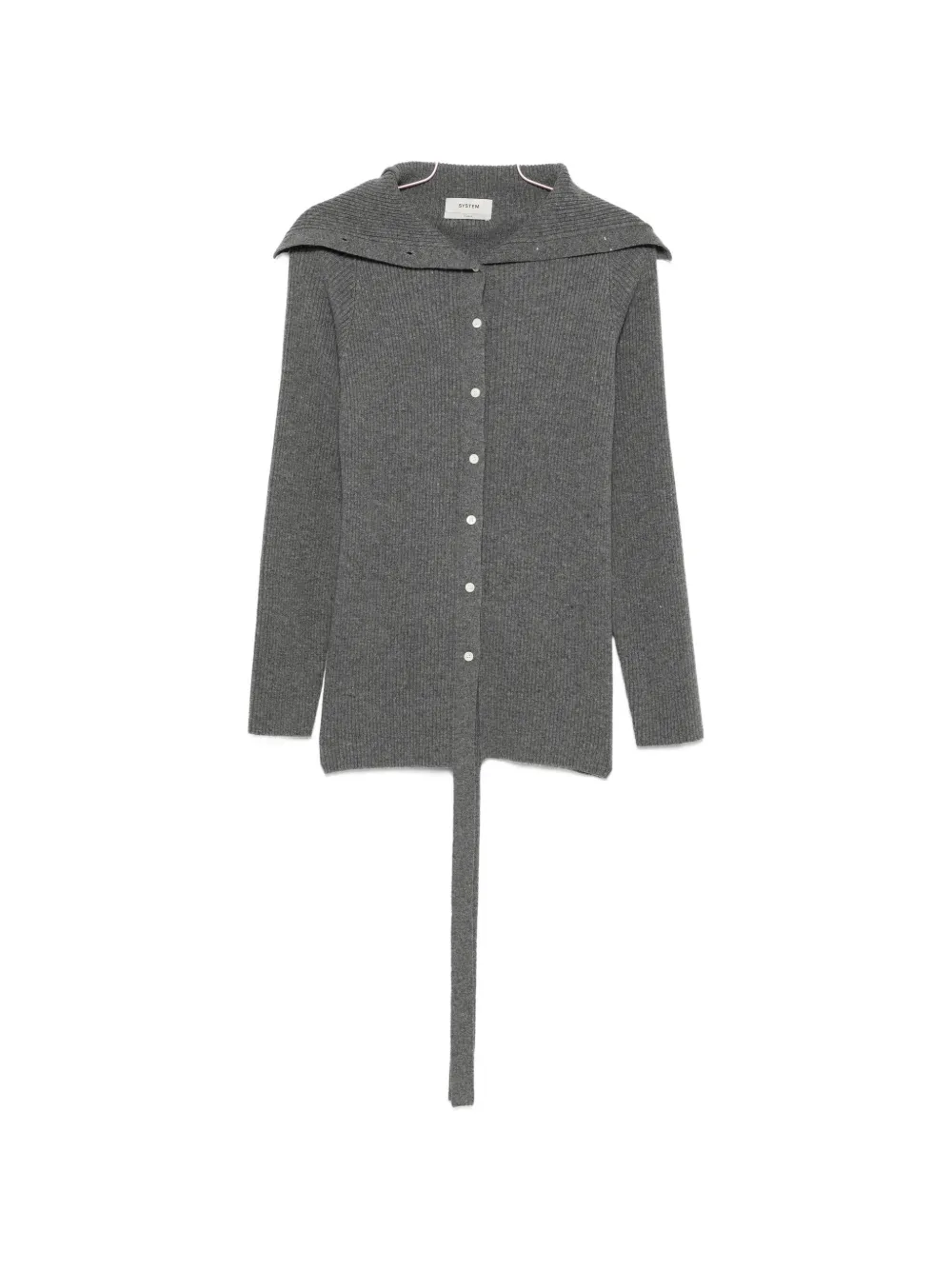 System ribbed-knit sailor-collar cardigan - Grau