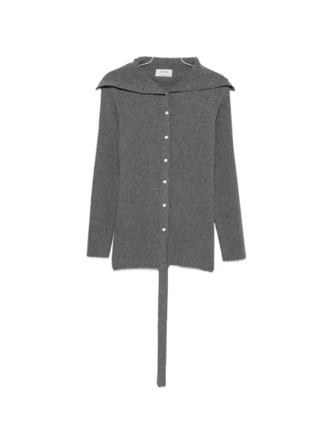 System ribbed-knit sailor-collar cardigan