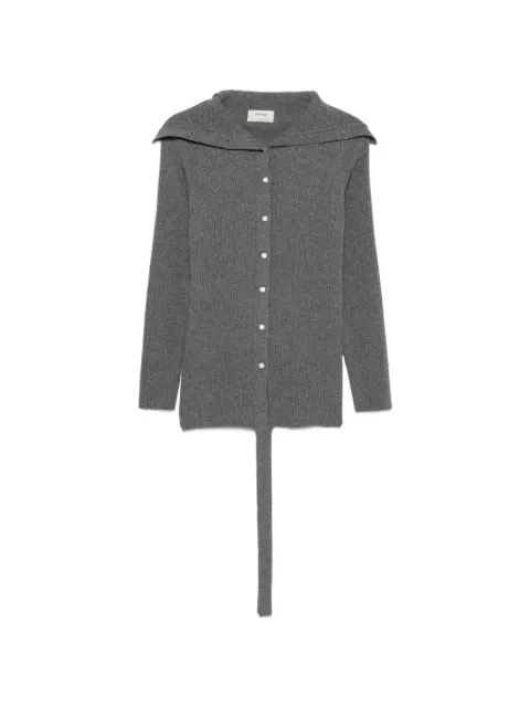 System ribbed-knit sailor-collar cardigan