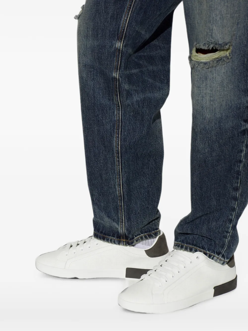 Dolce & Gabbana Sneakers met contrasterende hak en logo-reliëf Wit