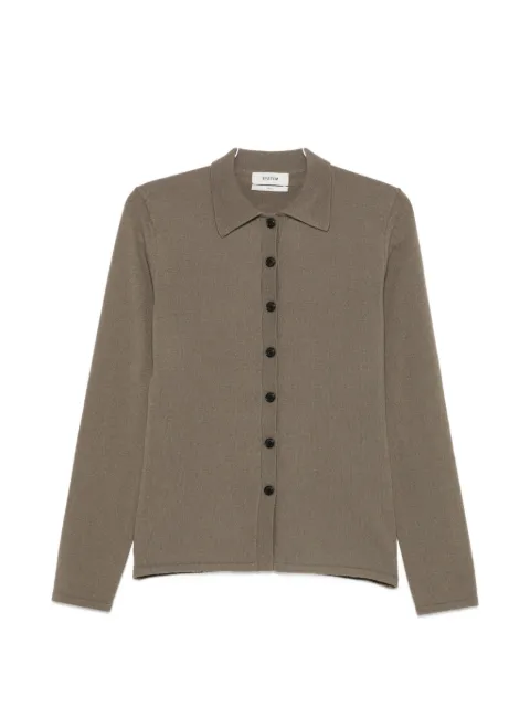 System scarf-detail button-up cardigan
