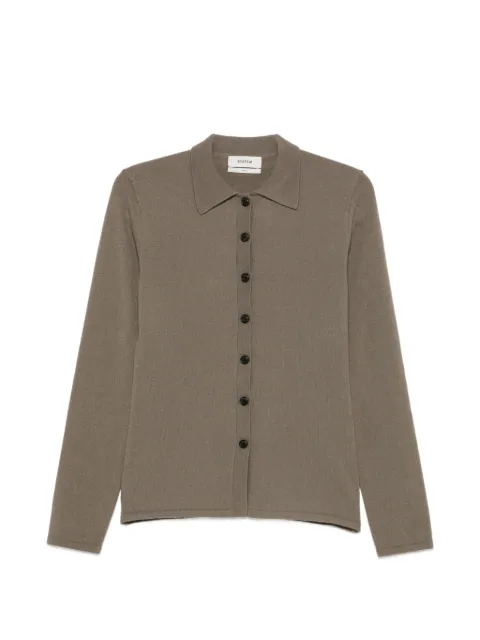 System scarf-detail button-up cardigan