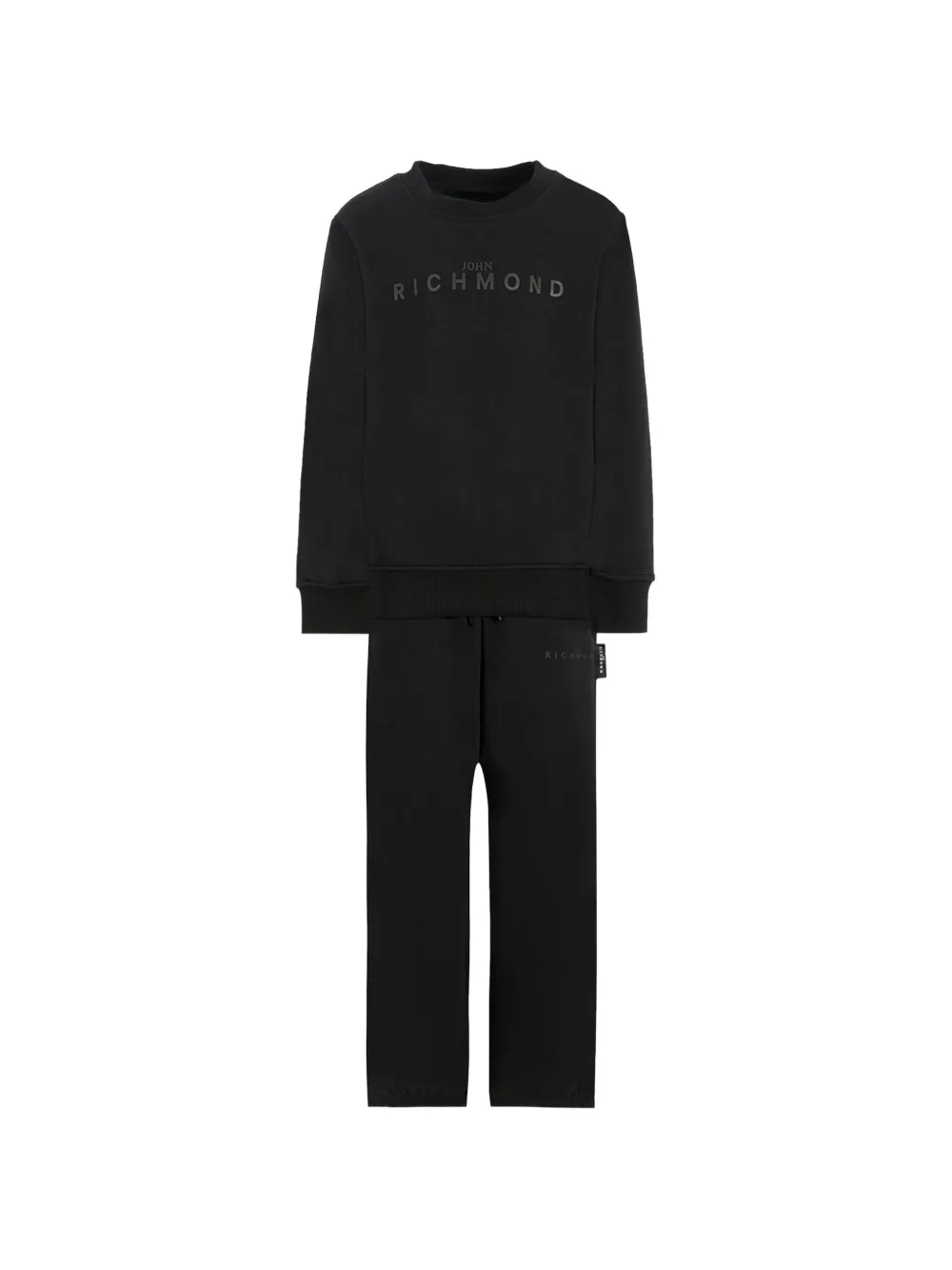 John Richmond Junior Tuta sportiva in cotone con logo - Nero