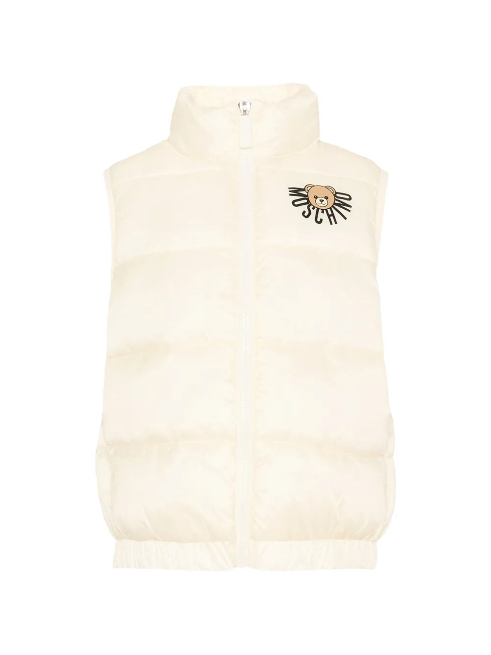 Moschino Kids Gilet imbottito con applicazione logo - Bianco