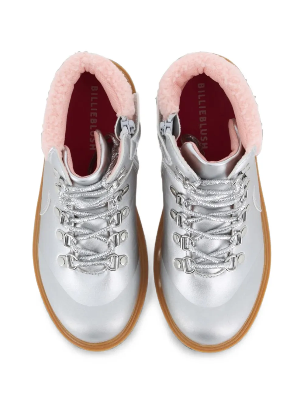 Billieblush sherpa-trim lace-up ankle boots Zilver
