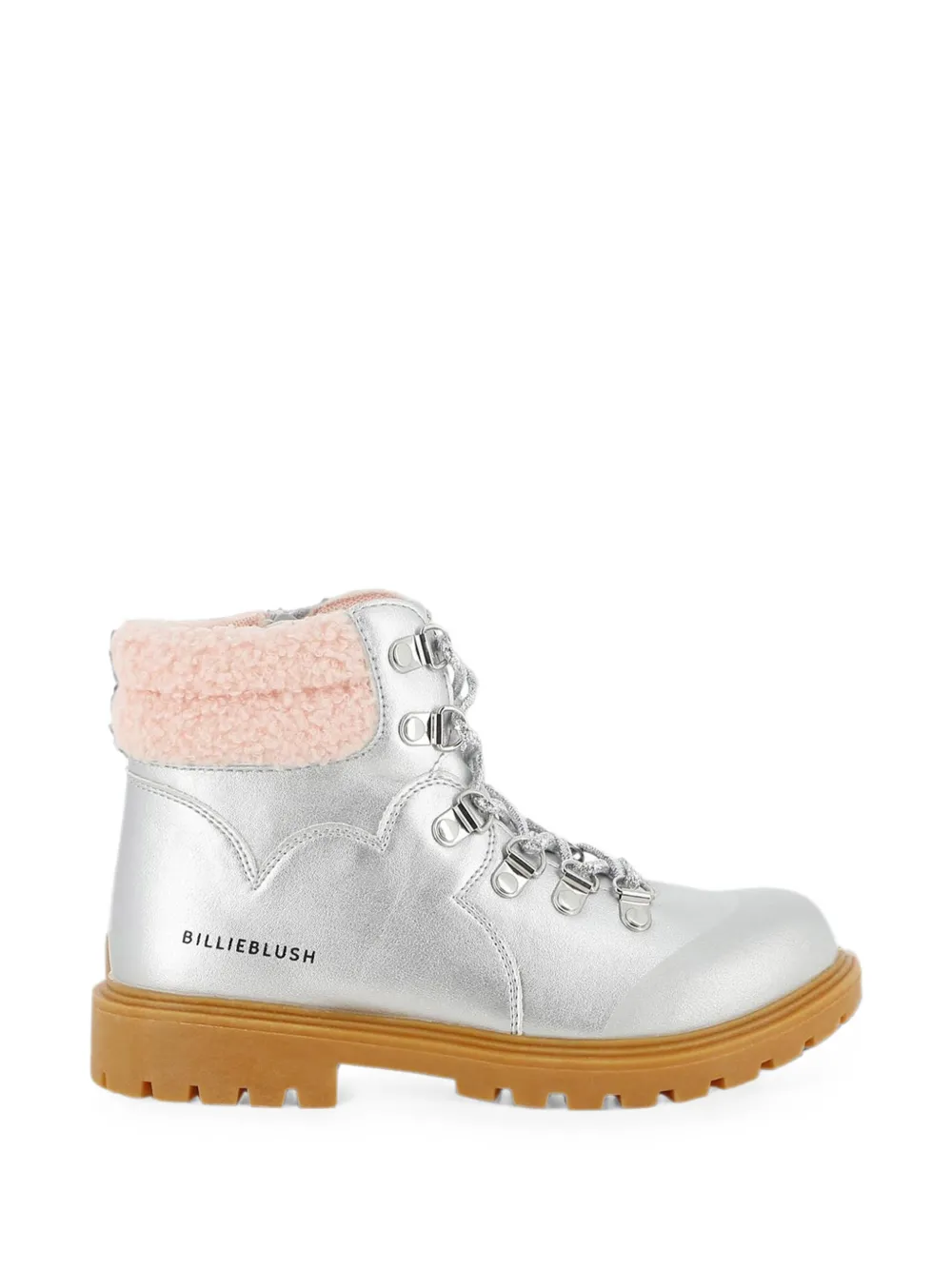 Billieblush sherpa-trim lace-up ankle boots Zilver