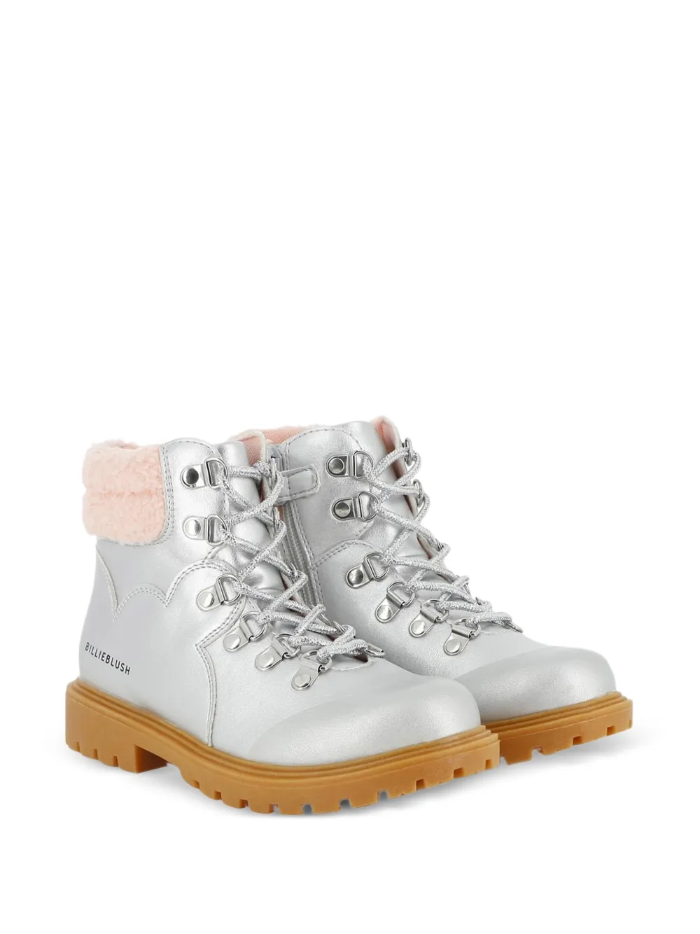 Billieblush sherpa-trim lace-up ankle boots Zilver