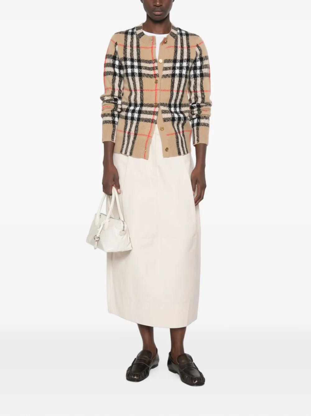 Burberry check-pattern button-up cardigan Beige