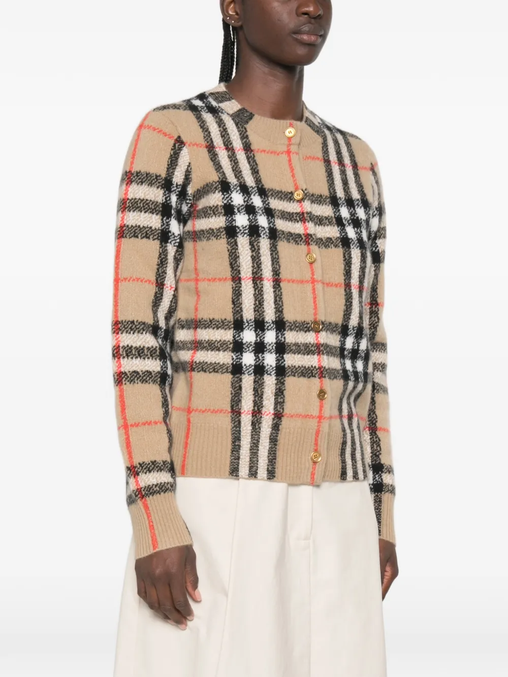 Burberry check-pattern button-up cardigan Beige