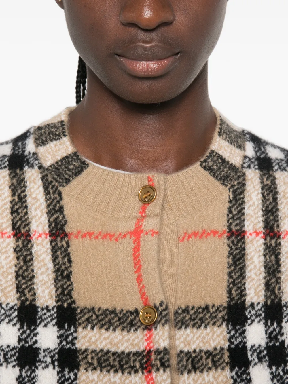 Burberry check-pattern button-up cardigan Beige