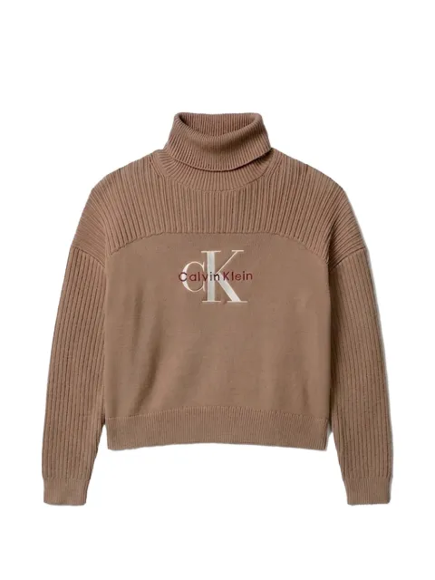 Calvin Klein Kids logo-embroidered roll-neck jumper