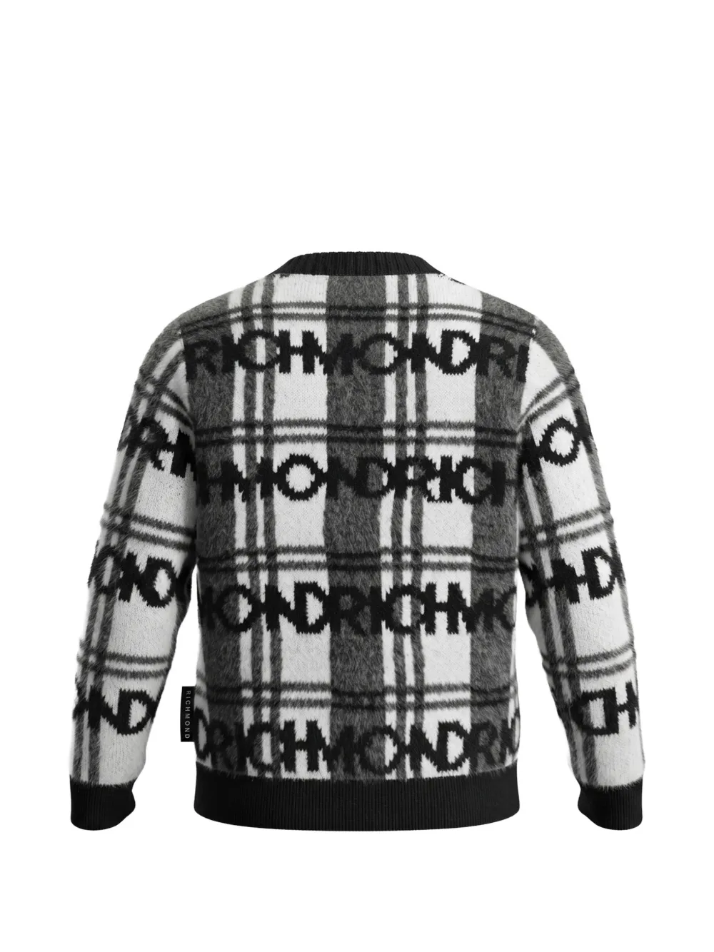 John Richmond Junior Geruit vest met logo-intarsia Wit
