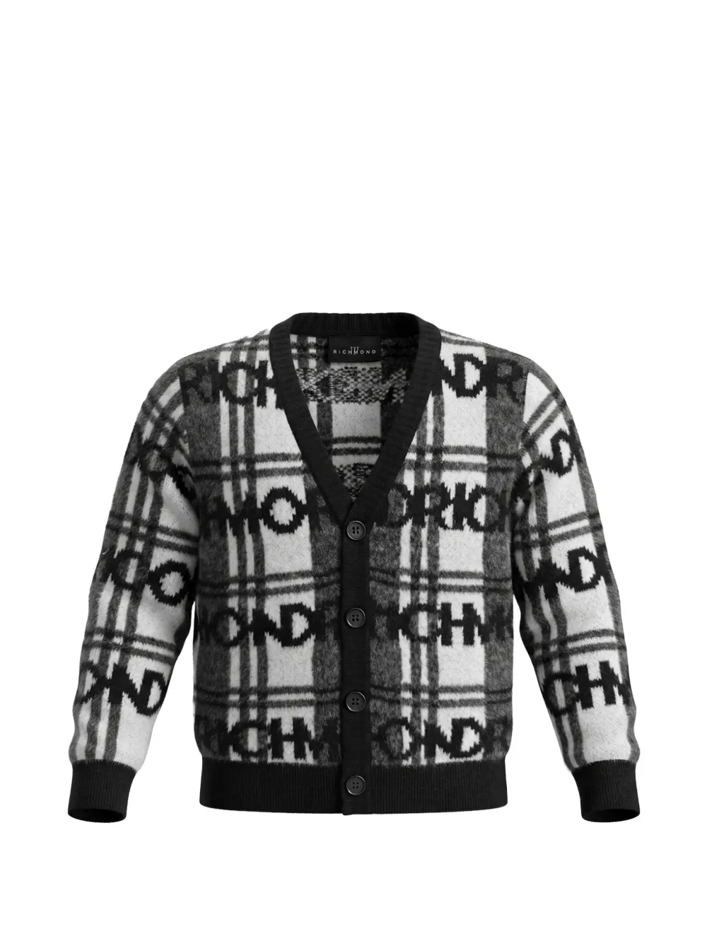 John Richmond Junior Cardigan con intarsio logo - Bianco