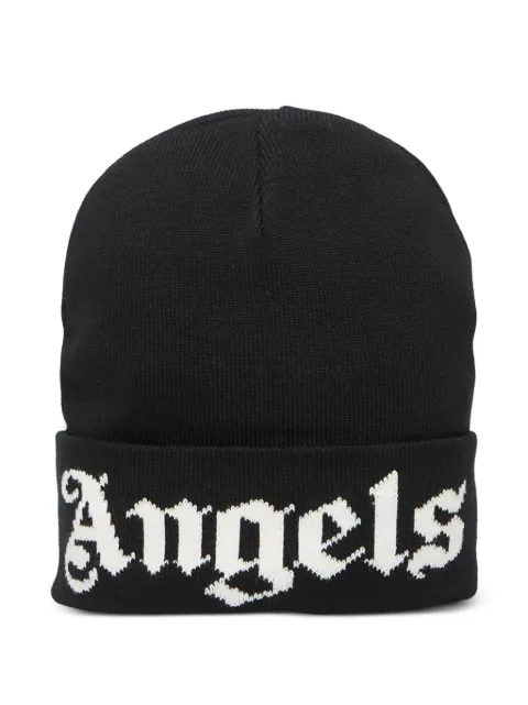 Palm Angels logo-intarsia beanie hat