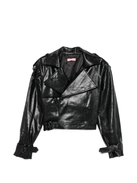 TWENTY FOURHAITCH New Bulut croc-effect biker jacket